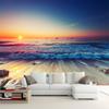 Romantic Seaside Beach Wallpaper Sunset Landscape 3D Stereo Mural Living Room Dining Room Backdrop Murals Home Decor