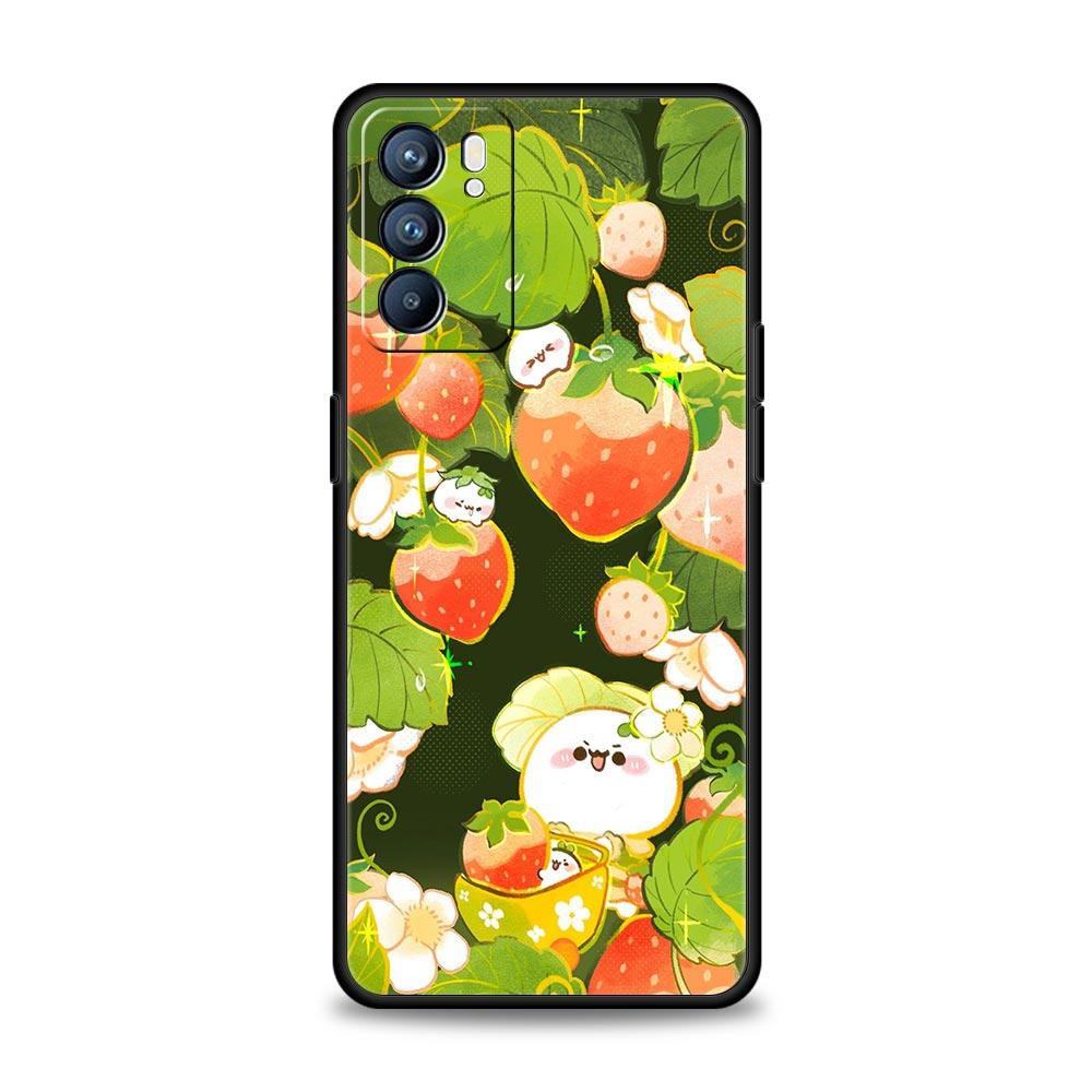 Phone Case Cover For Oppo A17 A31 A54 A57 A78 A79 Find X5 X6 Reno 7 8 10 11 12 13 F Pro Soft TPU Shell Cute Green Vegetables Ins