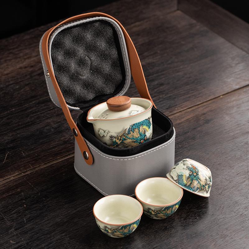 Ru Kiln Travel Tea Set, High-end Business Gifts, Gifts for Leaders, Banks, Insurance Customers, and Company Annual Meeting