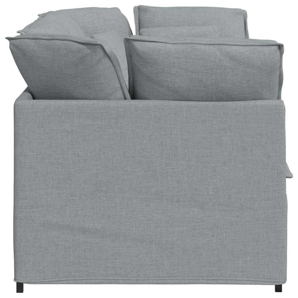 Modular Sofa with Cushions Fabric Light Grey