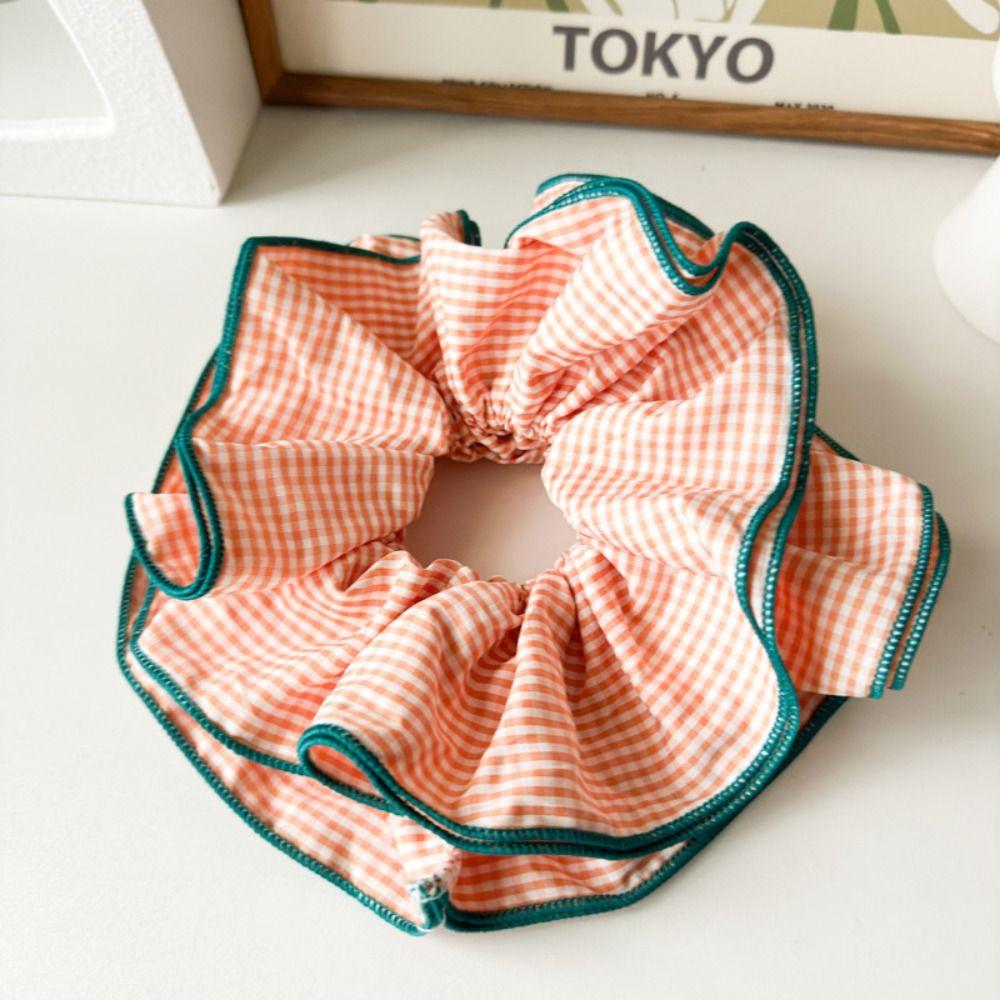 Plaid Big Hair Scrunchie Elastic Hairband Fashion Hair Rope  Women