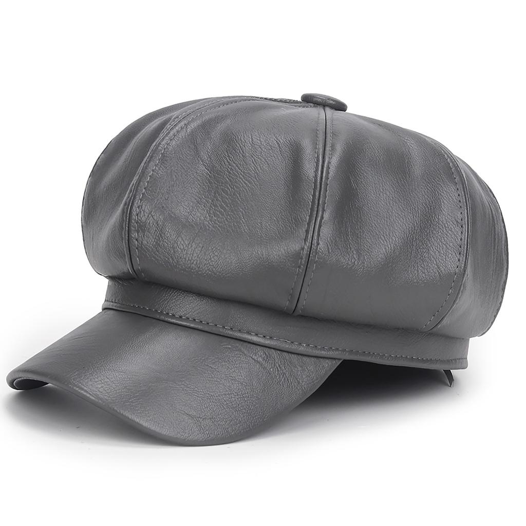 Женский кожаный берет, однотонная универсальная шляпа художника, весенняя восьмиугольная шляпа