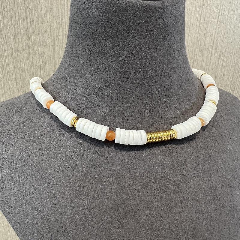 Ожерелье Day Flame White Mother Shell с покрытием из 18-каратных ракушек, красное ожерелье из бисера, воротник-цепочка, женское