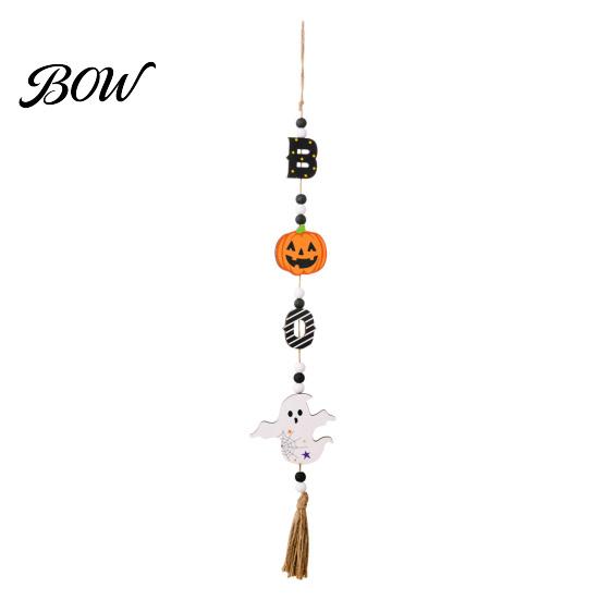 Spooky Porch Sign for Home Halloween Beaded Hanging Sign, Witch Pumpkin Bat Pendant Garland Door Handle Decoration Door, Festive Party Decor