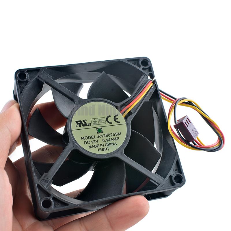 R128025SM 8см X 80мм X 25мм DC12В 0.14А Тихий охлаждающий вентилятор с 3-контактным мониторингом скорости для корпуса блока питания процессора - 80x80x25мм