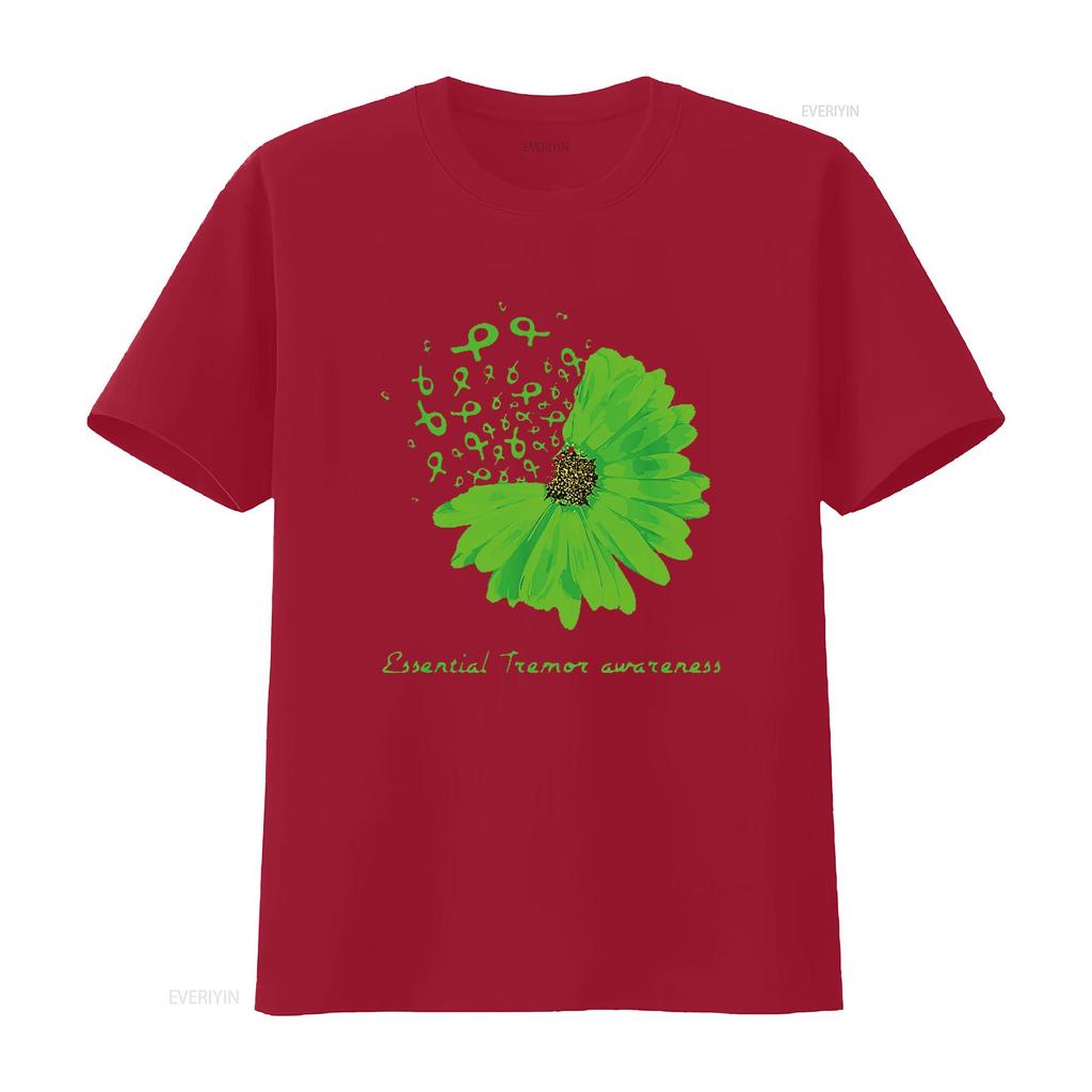 Essential Tremor Awareness Green Purple Sunflower Ribbon T Shirt Black 4X Large vintage Washed Stylish Versatile fashion