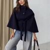 Women'S Fashion Loose Stand-Up Collar Bathrobe Jacket Belt Coat - Spot
