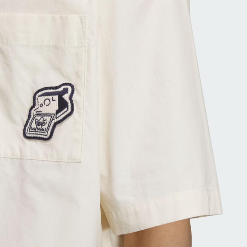 Adidas Мужская рубашка Originals X Yu Nagaba SS23 с принтом логотипа, на пуговицах, белая IS0634