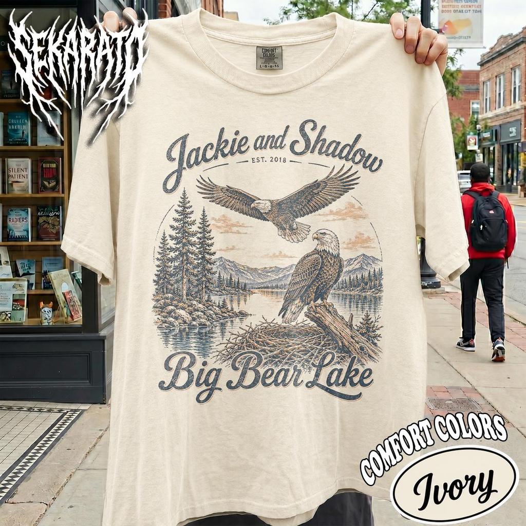 Comfort Colors Jackie and Shadow Shirt, Big Bear Lake Bald Eagle T-Shirt, Northern Lights Nature Graphic Tee, Outdoor Wildlife Lover Gift
