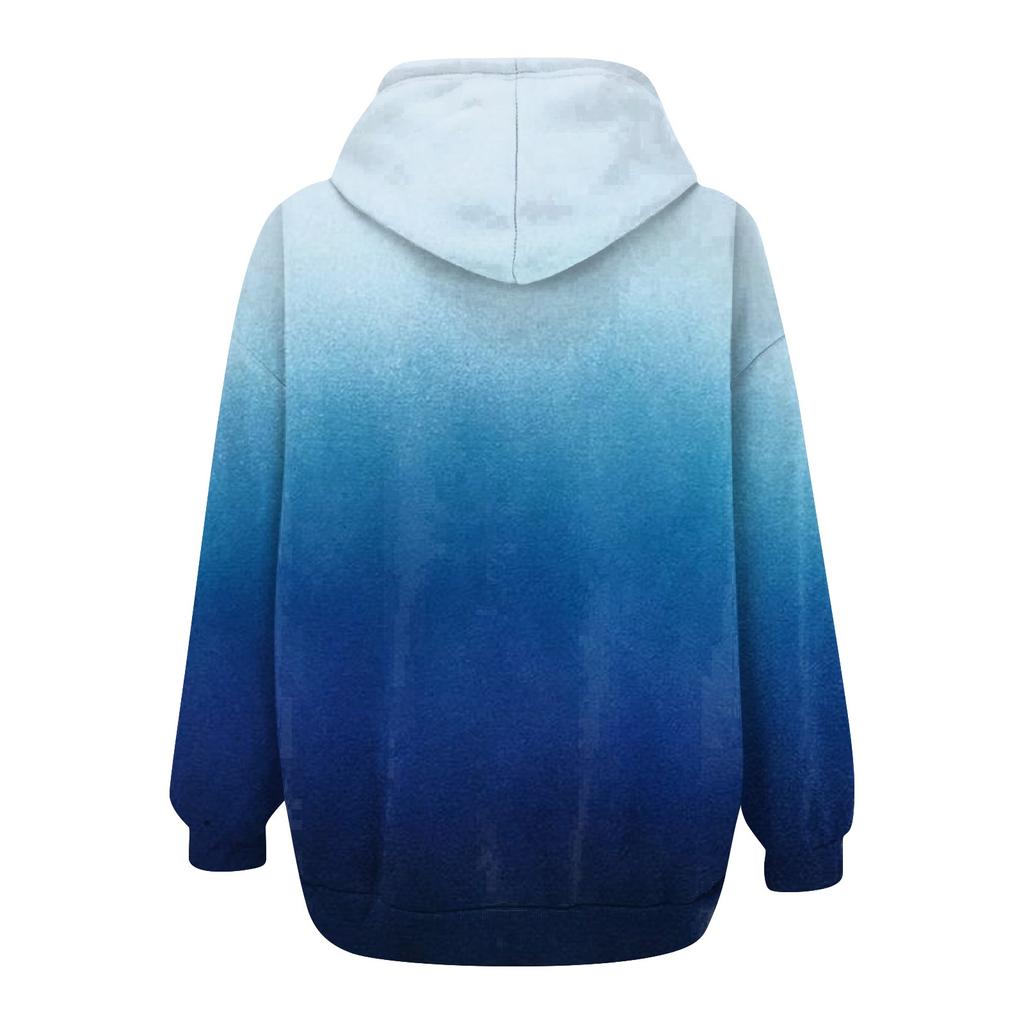 Женские повседневные модные пуловеры с градиентным принтом и длинными рукавами, толстовки на молнии, пальто