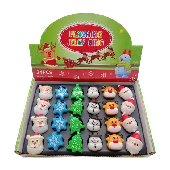 6/24 шт. рождественские кольца праздничные вечерние пальчиковые гирлянды Санта снежинка елка снеговик олень светящееся кольцо праздничные светящиеся игрушки