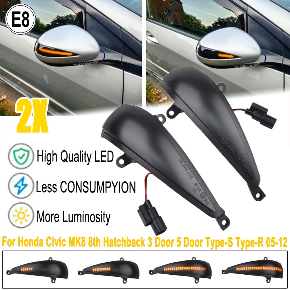 2PCS LED Dynamic Turn Signal Light for Honda Civic 8th MK8 Type-S Type-R FN 1 2 3 Mirror Indicator Blinker Lamp Car Accessories