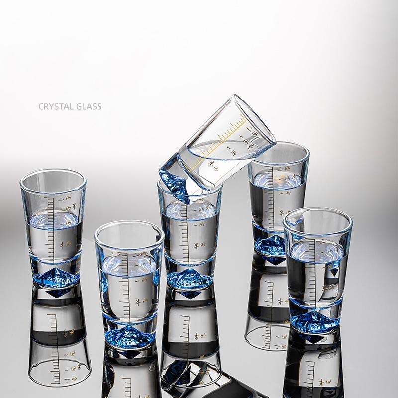 Transparent Glass Liquor Cup Set Wine Glasses With Graduated Line and Tumbler Holder Vodka Whisky Cup Beer Mug SGlass