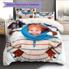 Cute Pippi Pattern Bedding Home Decoration Birthday Gift ( 1 duvet cover + 2 pillowcase, without core),fan merchandise.