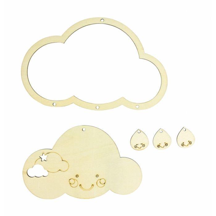 Attrape-rêves - MEGACREA DIY - Nuage gravé - 5 pcs - 19,9 x 12,6 cm - Beige