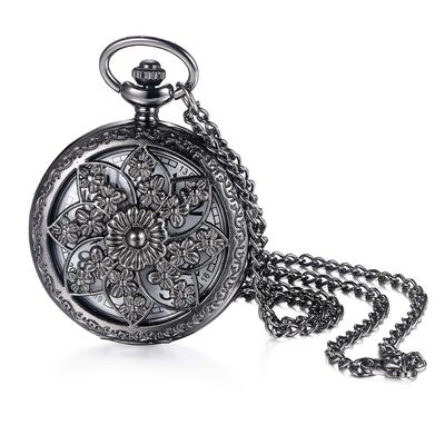 JEWELRYWE карманные часы Sasanqua цифры аналоговые водонепроницаемые скелетон корпус антикварные карманные часы кулон ожерелье часы черный повседневное использование косплей