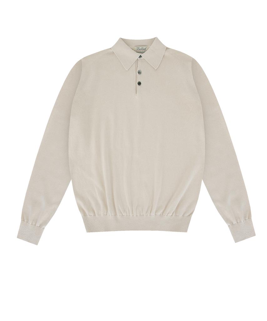 BELLIEF Essential Soft Long Sleeve Polo Knit (Cream)