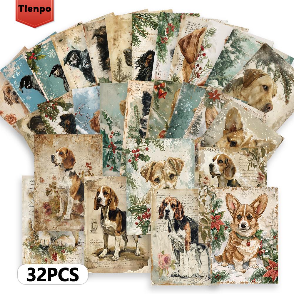 32pcs. Christmas Puppy Postcard, Birthday/anniversary Gift, Collectible, Suitable for Giving As a Present, Can Be Mailed.