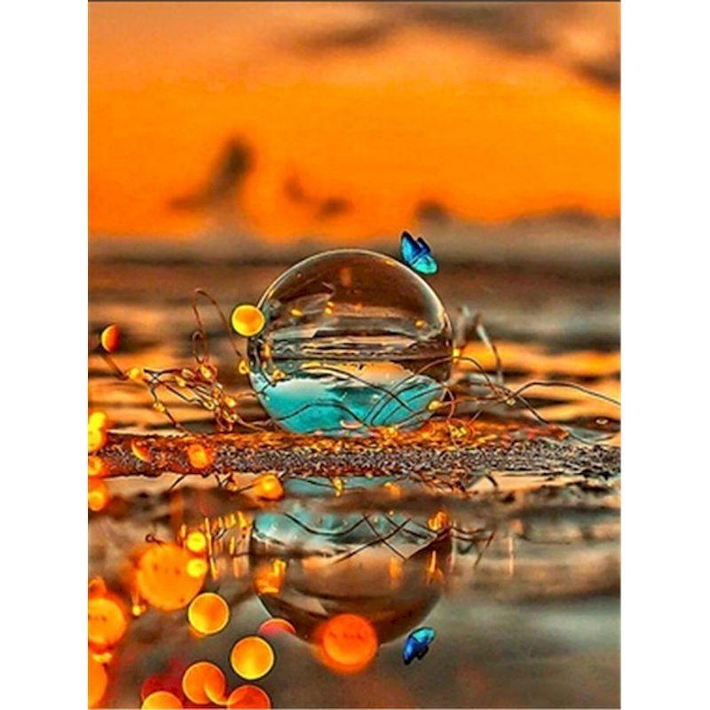 5d Diy Алмазная картина Стеклянная чашка для воды Пейзаж Мозаика Алмазная вышивка Полный квадрат Вышивка крестом Домашний пейзаж Стена