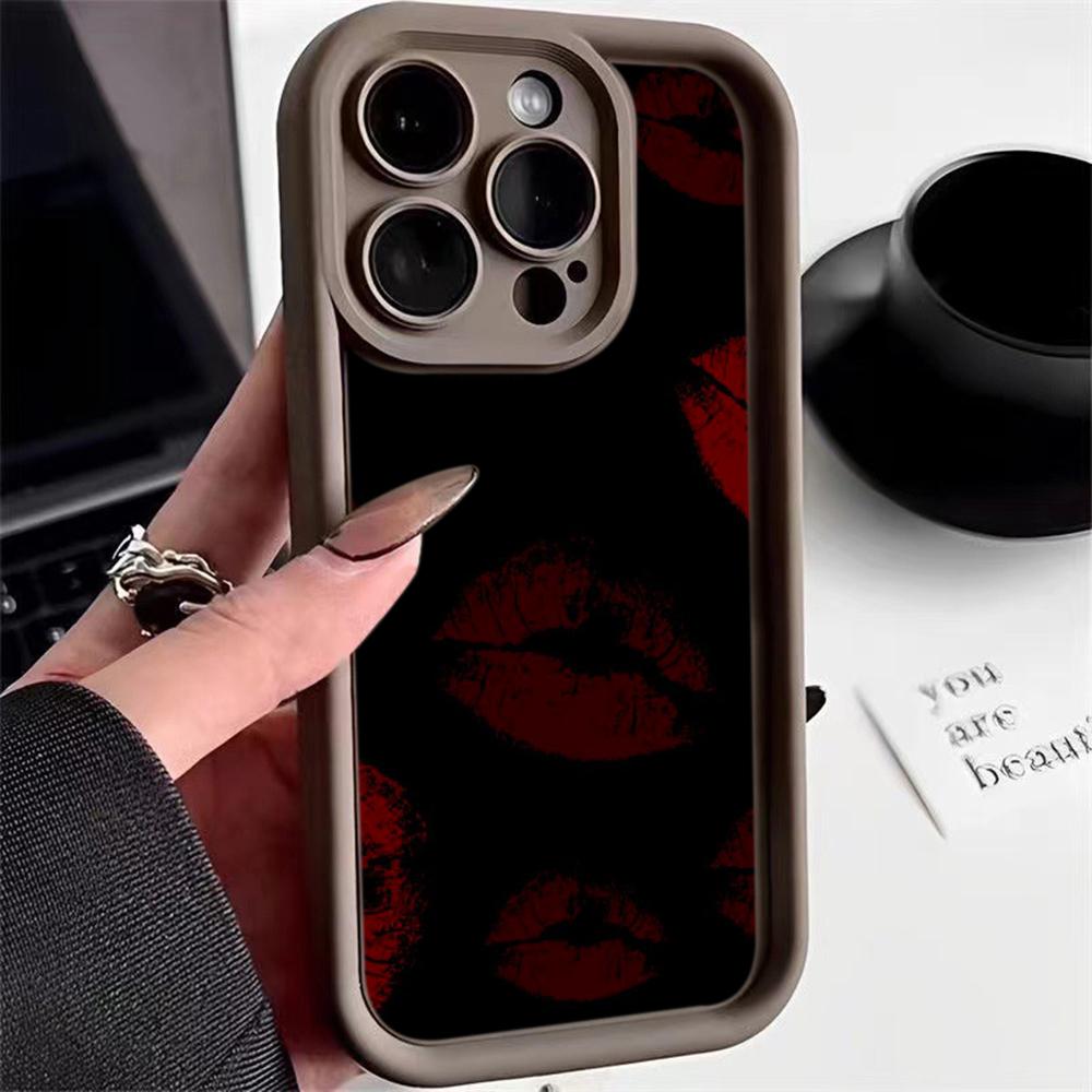 LZ23 Lips Kiss Heart Design Art Silicone Phone Case for iPhone 11 13 14 15 16 Pro Max 7 8 16 Plus 12 Mini XS Max XR Shockproof Back Cover