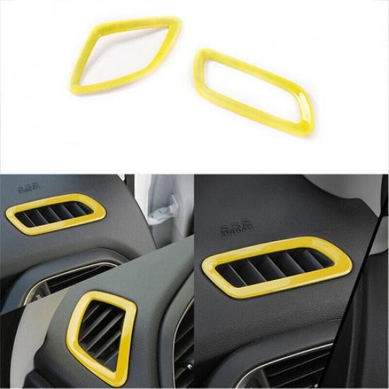 Dashboard L&R Air Outlet Vent Cover 2* For Jeep Renegade 2015- Bright Yellow