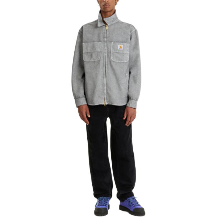 Carhartt WIP Square Label Loose Fit Zip Work Jacket Men jackets Gray I032369-1TV-06