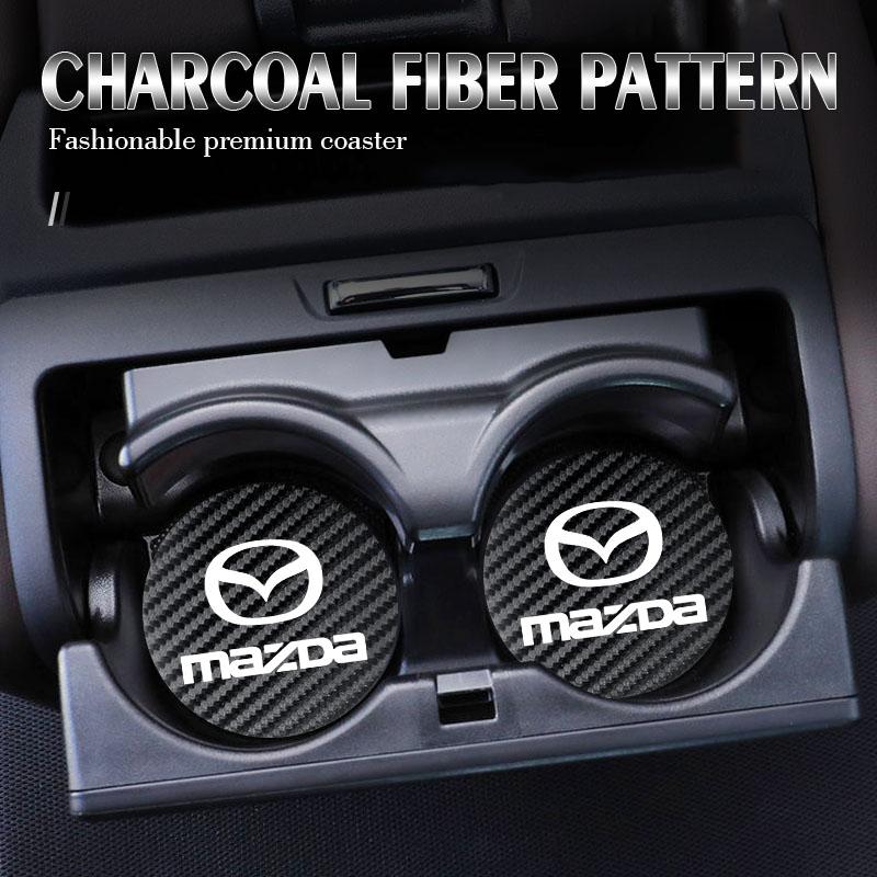 2Pcs Car coaster water anti slip pad silicone waterproof interior accessories For Mazda 3 6 CX5 2 CX3 CX9 MX5 RX8 Axela Demio