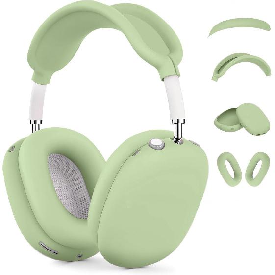 [4 in 1] Case for Airpods Max Headphones, for Airpods Max Ear Cup Covers/Headband Cover/Max Headband Pad(USB-C/Lightning)(2024/2020), Silicone Cover