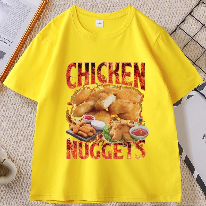 Chicken Nuggets Vintage 90s Graphic Tshirt for Unisex Women Cotton Short Sleeve Round Neck Printed Tshirt Unisex Vintagel Unisex