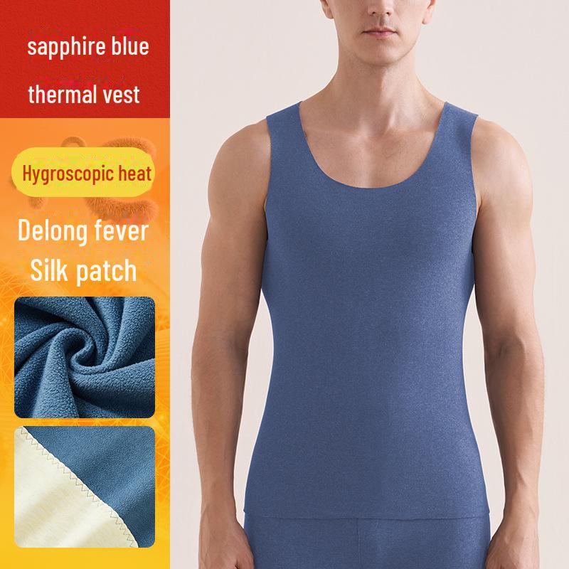 Мужской жилет без рукавов из шелкового кашемира с нашивкой и толстым бархатом