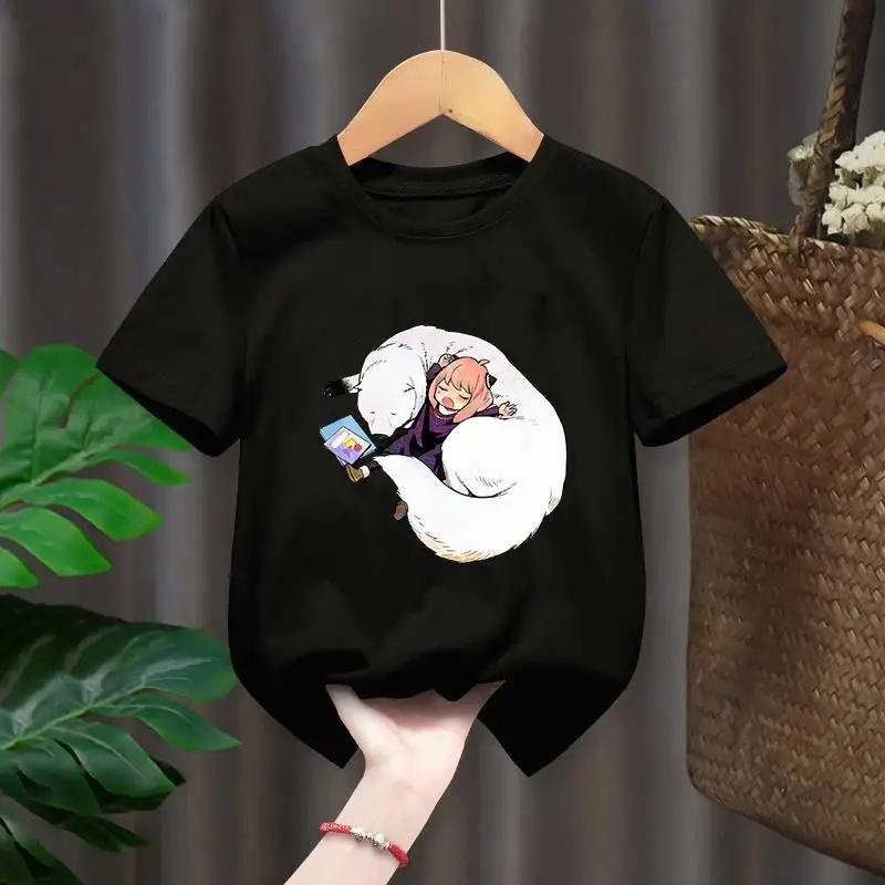 Футболка с графическим принтом из мультфильма Семья Шпиона, Японское аниме, Харадзюку, Модная Повседневная футболка с коротким рукавом, Женская
