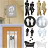 WC Decoration Bathroom Door Mirror Surface Decal Toilet Entrance Sign Woman & Man 3D Wall Stickers