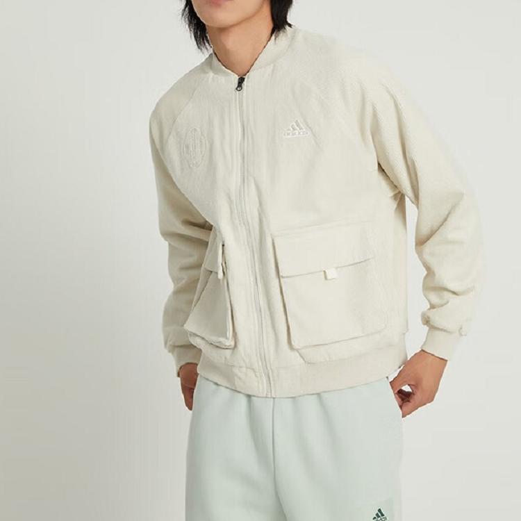 adidas St Cord Вельветовая спортивная куртка с вышитым логотипом на молнии, мужская верхняя одежда, белая HR4446