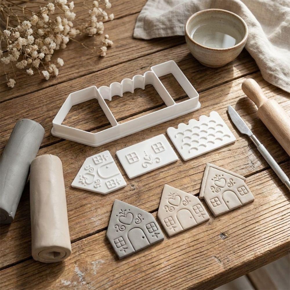 House-Shape House Clay Cutter Molds Plastic Clay House DIY Tool Kit Kid-Friendly