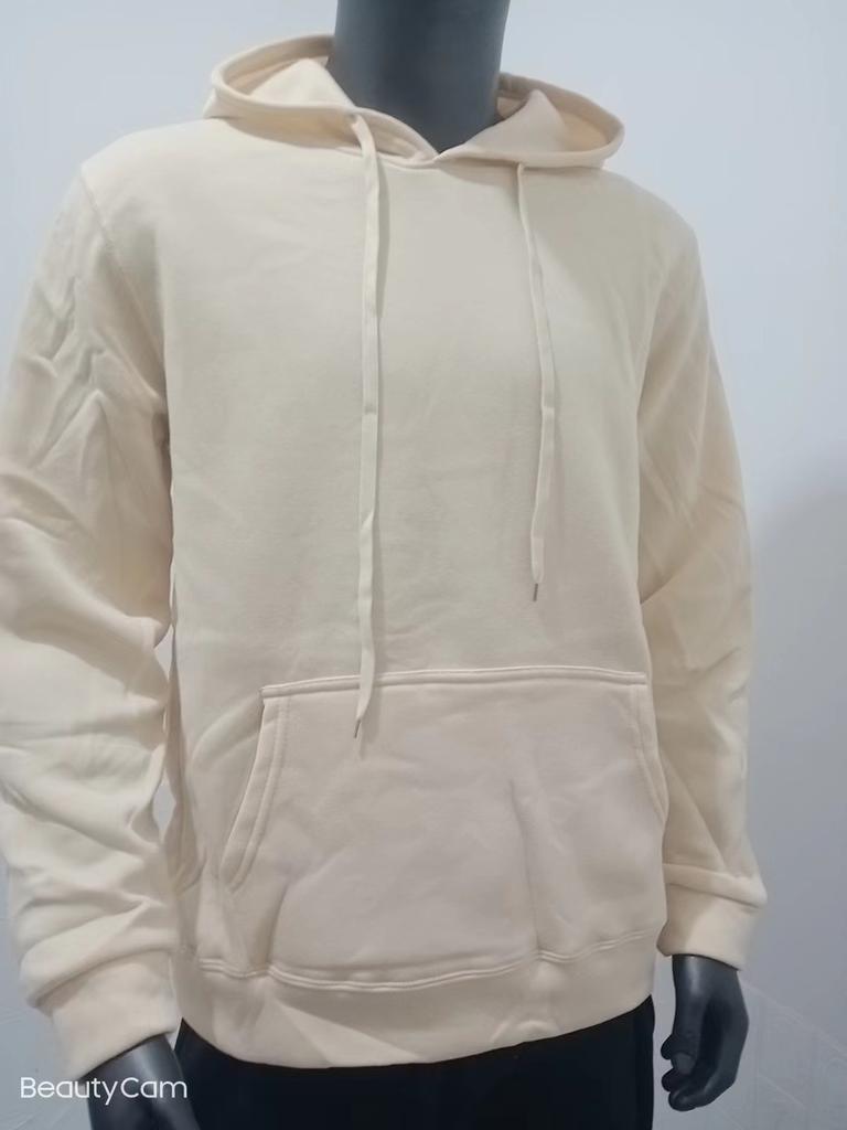 Мужская мода осень-зима Мужская толстовка однотонный пуловер повседневное худи со шнурком и карманом топ