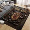 Custom Name,Manchester United FC Home Sofa Decoration for Living Room & Bedroom, Non‑Slip Play Flannel Floor Mat for Game Room
