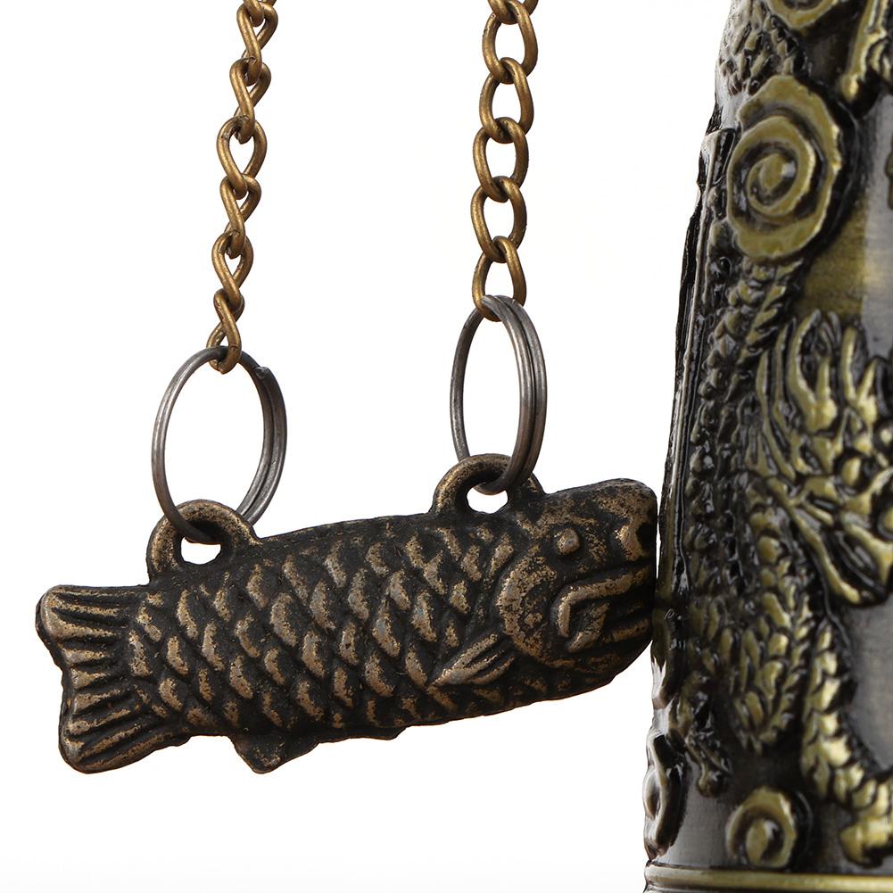 Vintage Small Carved Bronze Dragon Lock Bell Arts & Crafts Collectibles Ornaments Desk Decor