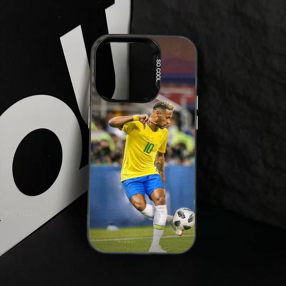 Футбольный чехол For -Ney- 10 для iPhone 17,16,15,14,13,12,11 Plus,Pro Max,XS, Цветной Серебристый Черный Чехол