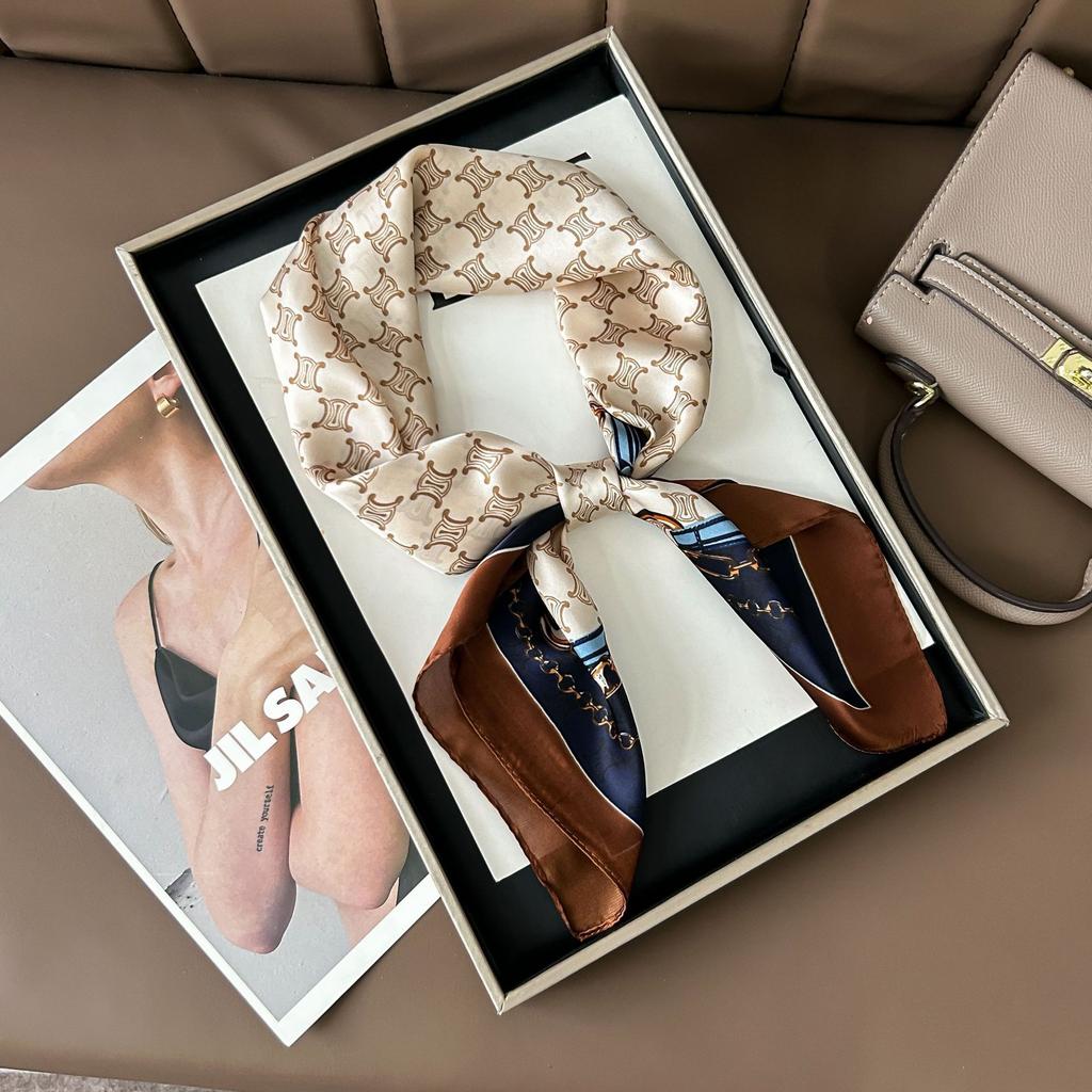 Шелковый шарф женский модный универсальный высокий смысл 70 квадратный шарф защита шеи шарф ретро шарф сумка