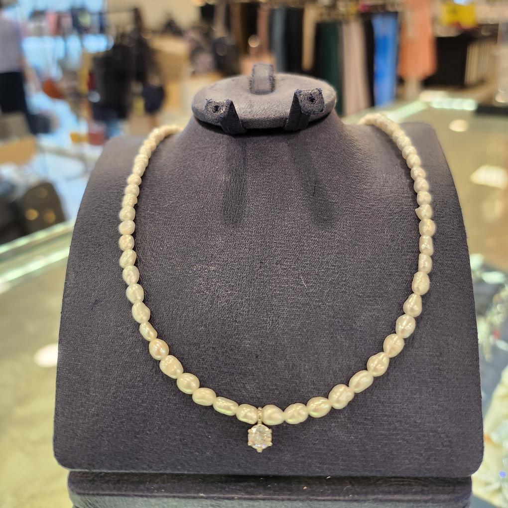 Atria Oval Cubic Freshwater 4mm Pearl Necklace JQNNEJJ0022JJF