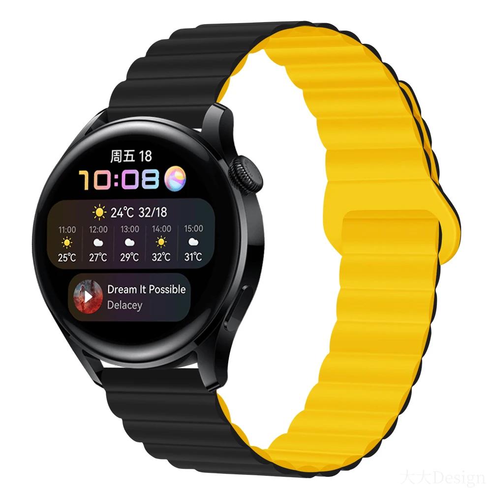 Силиконовый ремешок с магнитной петлей для Samsung Galaxy watch 6 5 pro 4 Classic active 2-звенный браслет huawei GT 2-2e 3-4 ремешок 20 мм 22 мм