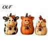 Rustic Harvest Theme Party Supplies 3PCS Autumn Wooden Ornaments, Animal Designs Retro Farmhouse Fall Home Accents Distressed Crafts, Decorative