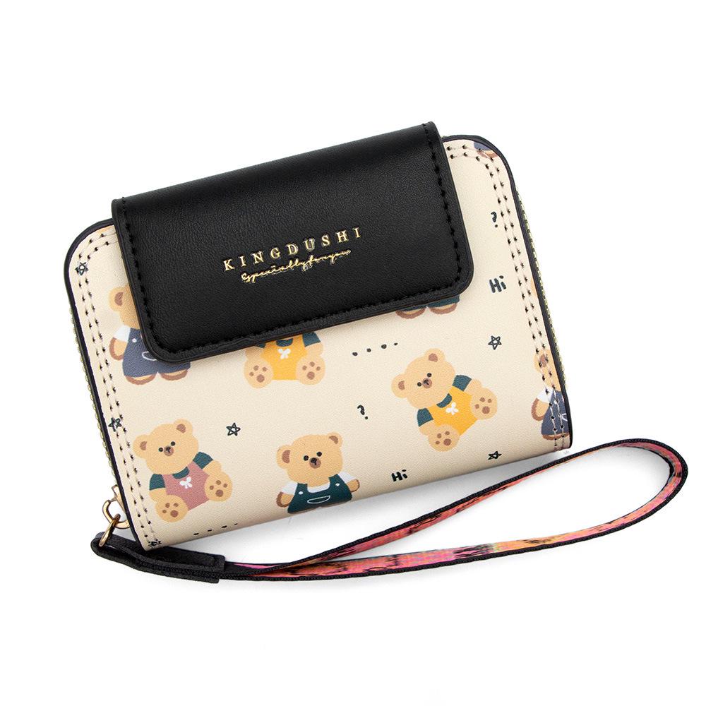 2025 Японский Милый Котенок Женский Короткий Кошелек и Держатель для Студенческой Карты Кошелек на Молнии для Монет