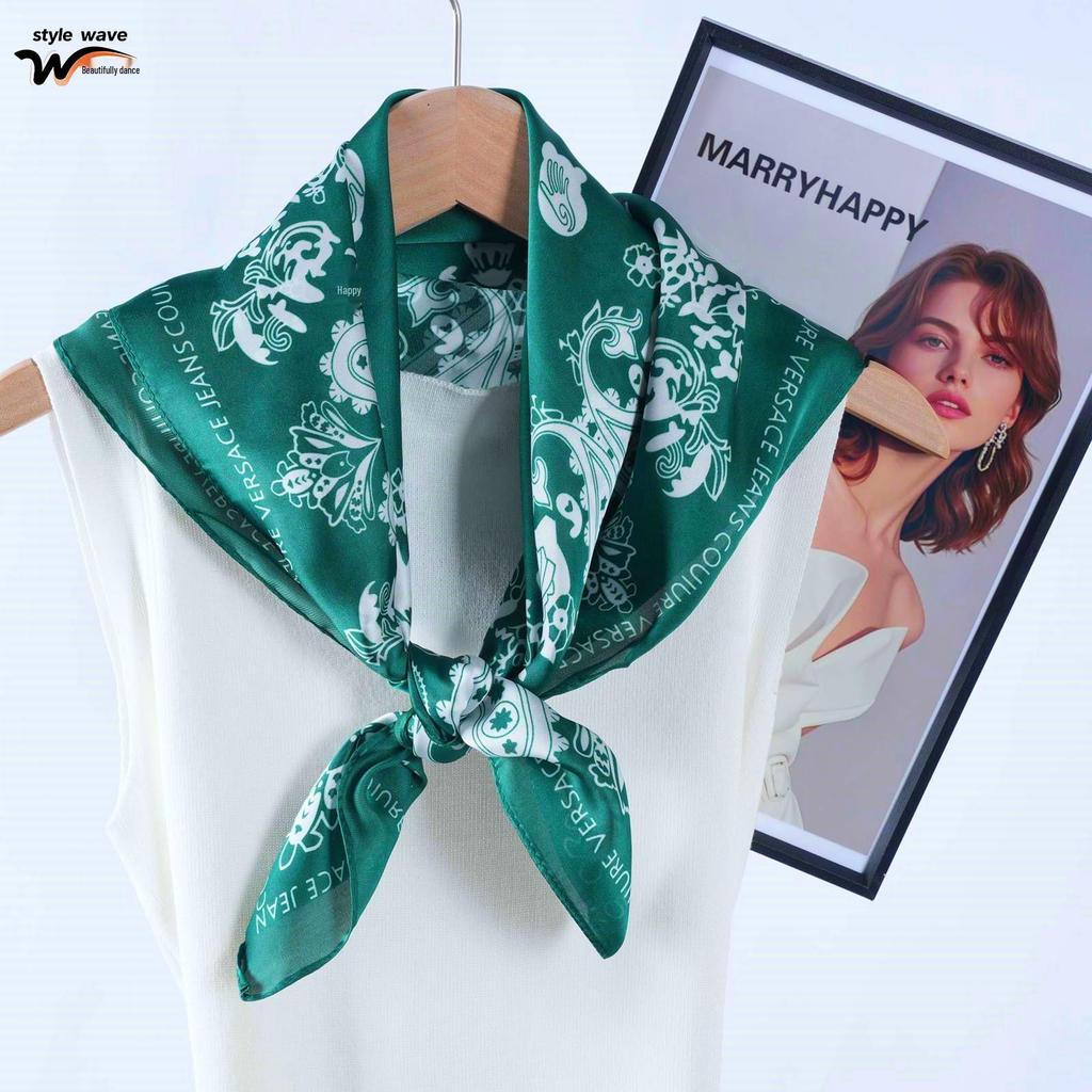 Versatile Paisley Retro Handprint Silk-Style Square Scarf for Women – Fashionable Neckerchief, Souvenir