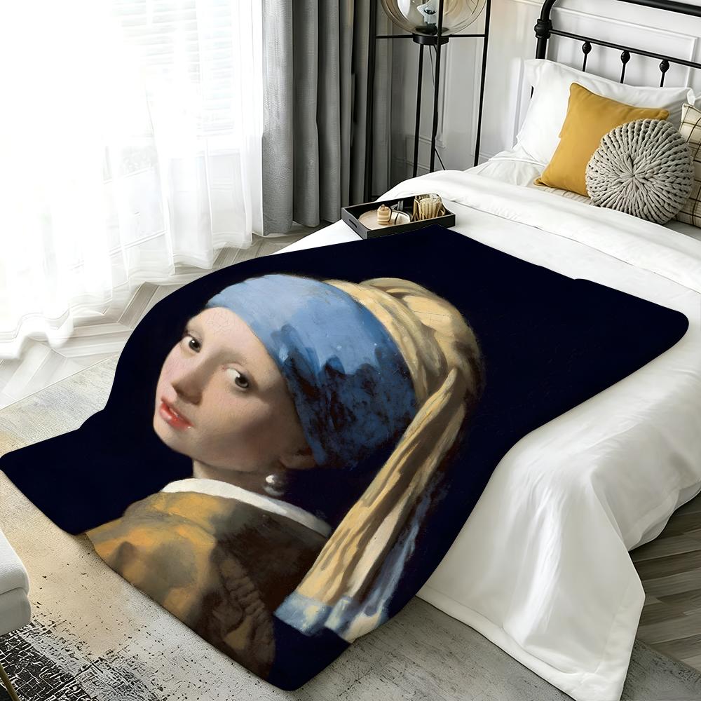 Artist J-Johannes Vermeer Throw Flannel Blanket Perfect for Sofa Office Bed Travel Sleep Read Relax Camping four season use