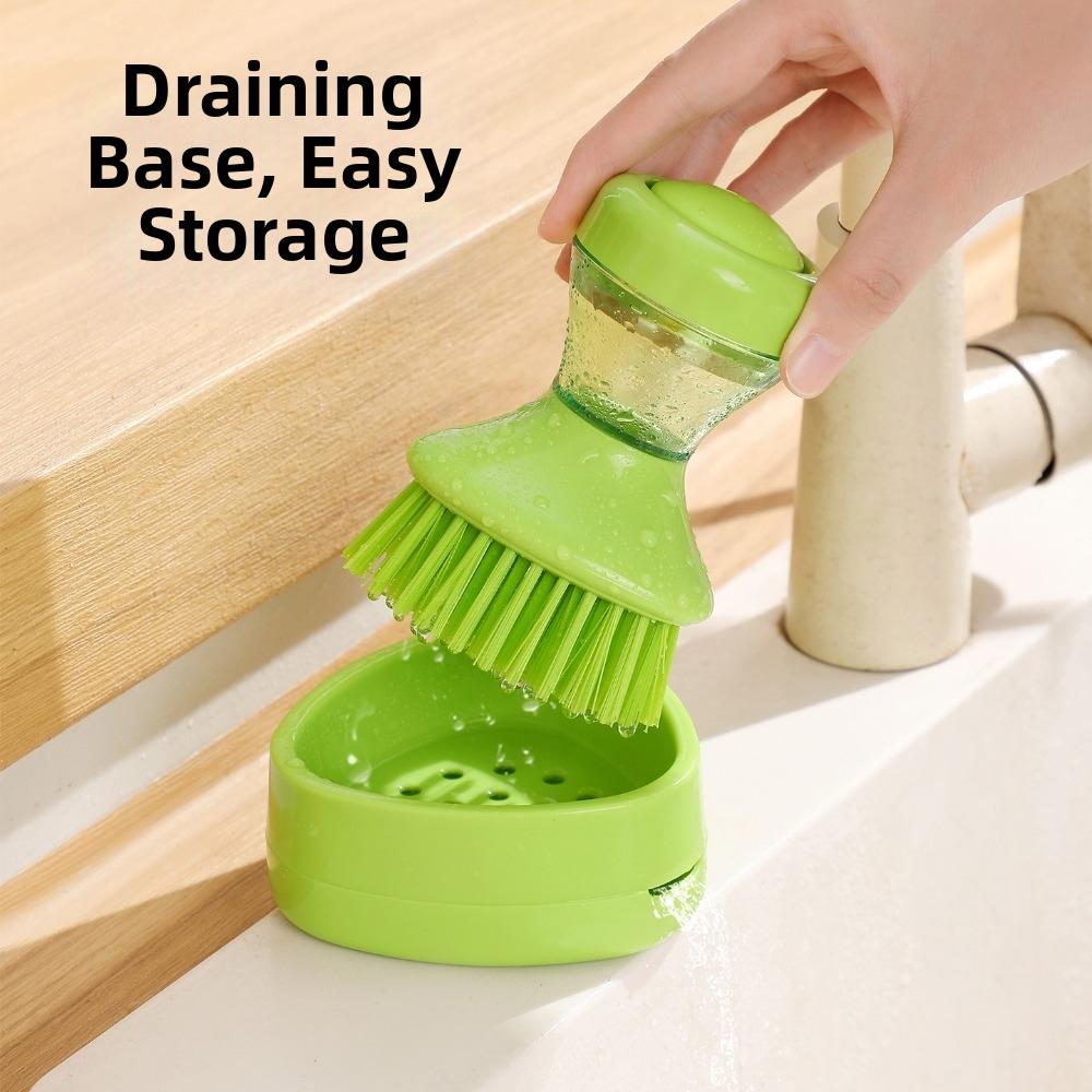 Round Bristle Head Dish Brush Ergonomic Grip Dishwashing Brush Cookware Cleaning