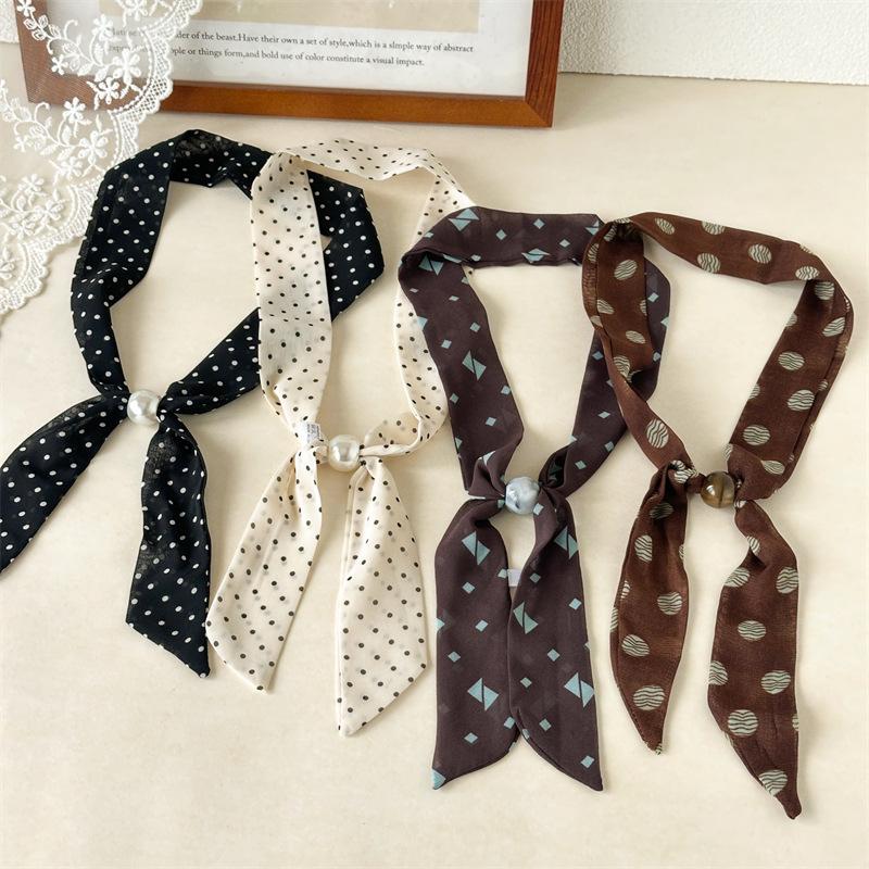 Spring and New Drawstring Scarf Retro High-end Women's Versatile Slim and Long Scarf Fashionable Clothing Accessories