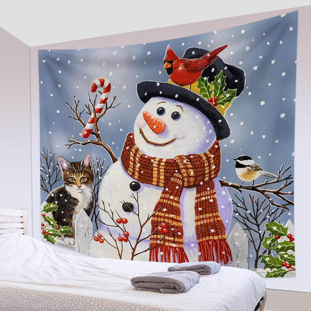 Party Living Room Bedroom Dorm Wall Decor Backdrop Fabric Christmas Fireplace Christmas Tree Printing Home Decor Tapestry