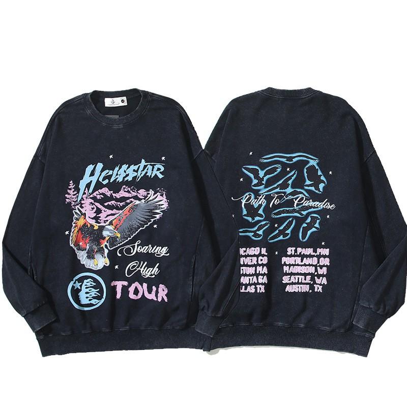 Vintage Washed Graphic Hoodie Loose Fit Streetwear Men Women Teens