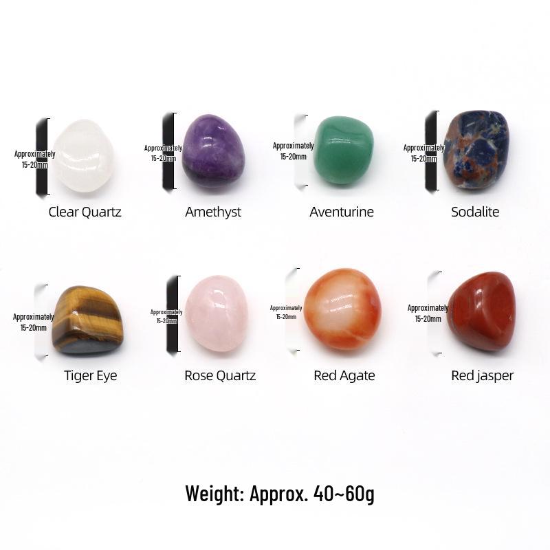 1536-Natural Agate Crystal Chakra Stones Set: Irregular Multi-Colored Yoga Stones (7-8 Pieces)